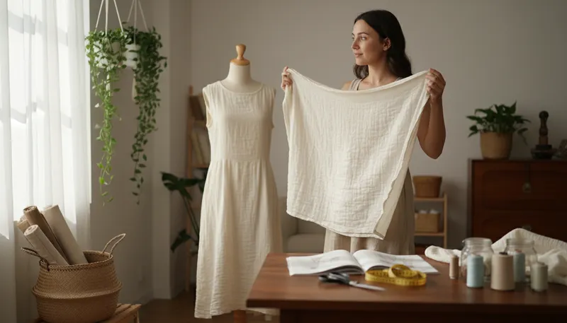Illustration of muslin: A lightweight cotton fabric, often used in sewing.