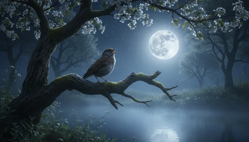 Illustration of nightingale: A bird known for its beautiful song.