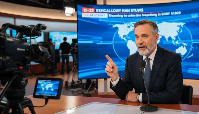 Illustration of talking head: a person who speaks on television