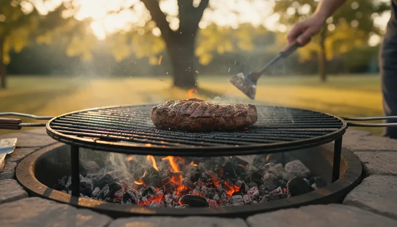 Illustration of gridiron: a cooking grate for barbecuing
