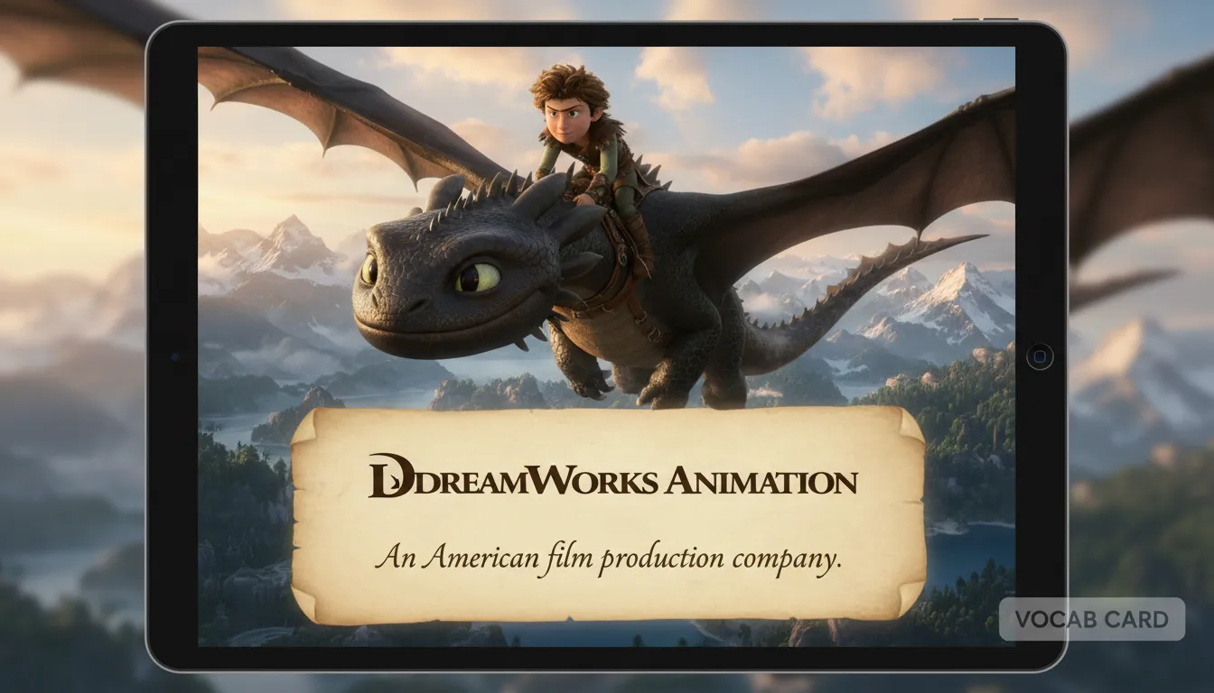 DreamWorksのイラスト：An American film production company.