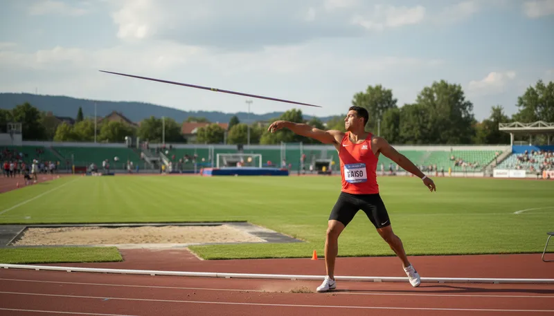 Illustration of javelin: A long spear thrown in a sport.
