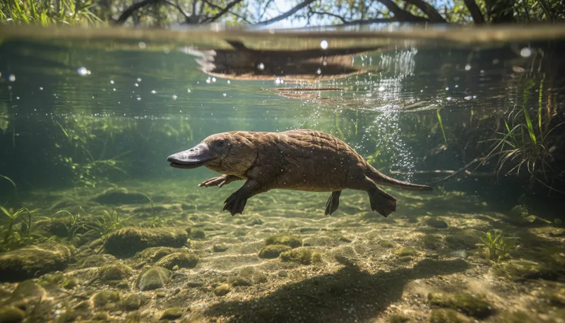 Illustration of platypus: A unique egg-laying mammal.