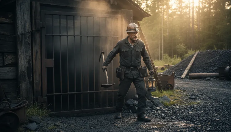 Illustration of pitman: A person who works in a mine.