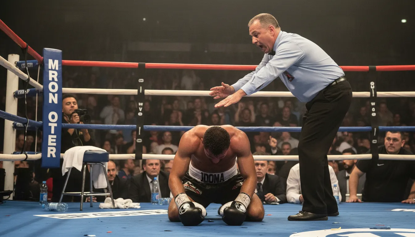 take the count 的插图：be knocked out in boxing