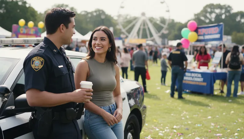 Illustration of badge bunny: someone attracted to law enforcement officers