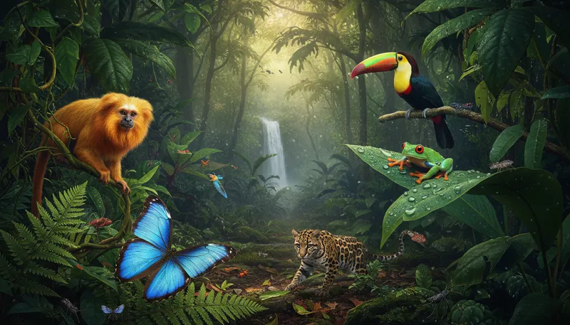 Illustration of biome: A large ecological area with distinct plants.