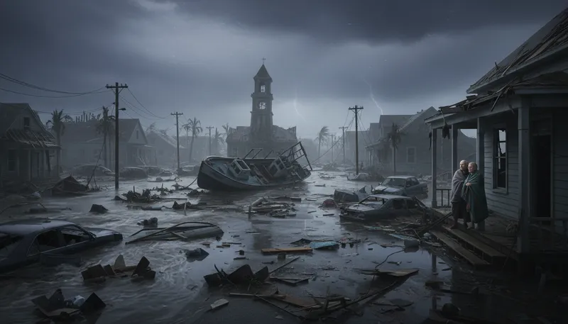 Illustration of mass destruction: widespread damage causing severe harm or loss.