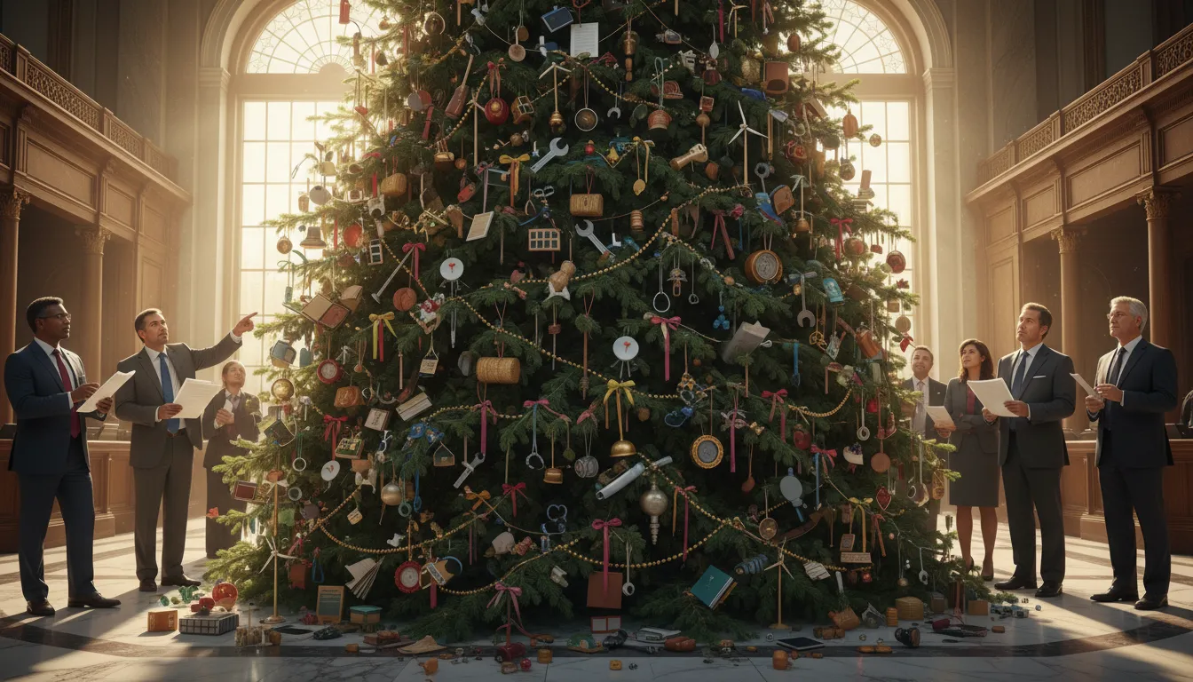 Christmas tree bill का चित्र: a bill with many unrelated provisions