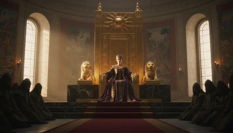 Illustration of throne: A royal seat of power.