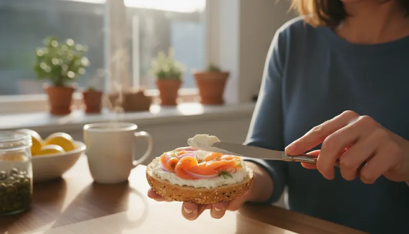 Illustration of lox: Cured salmon, often served on bagels.