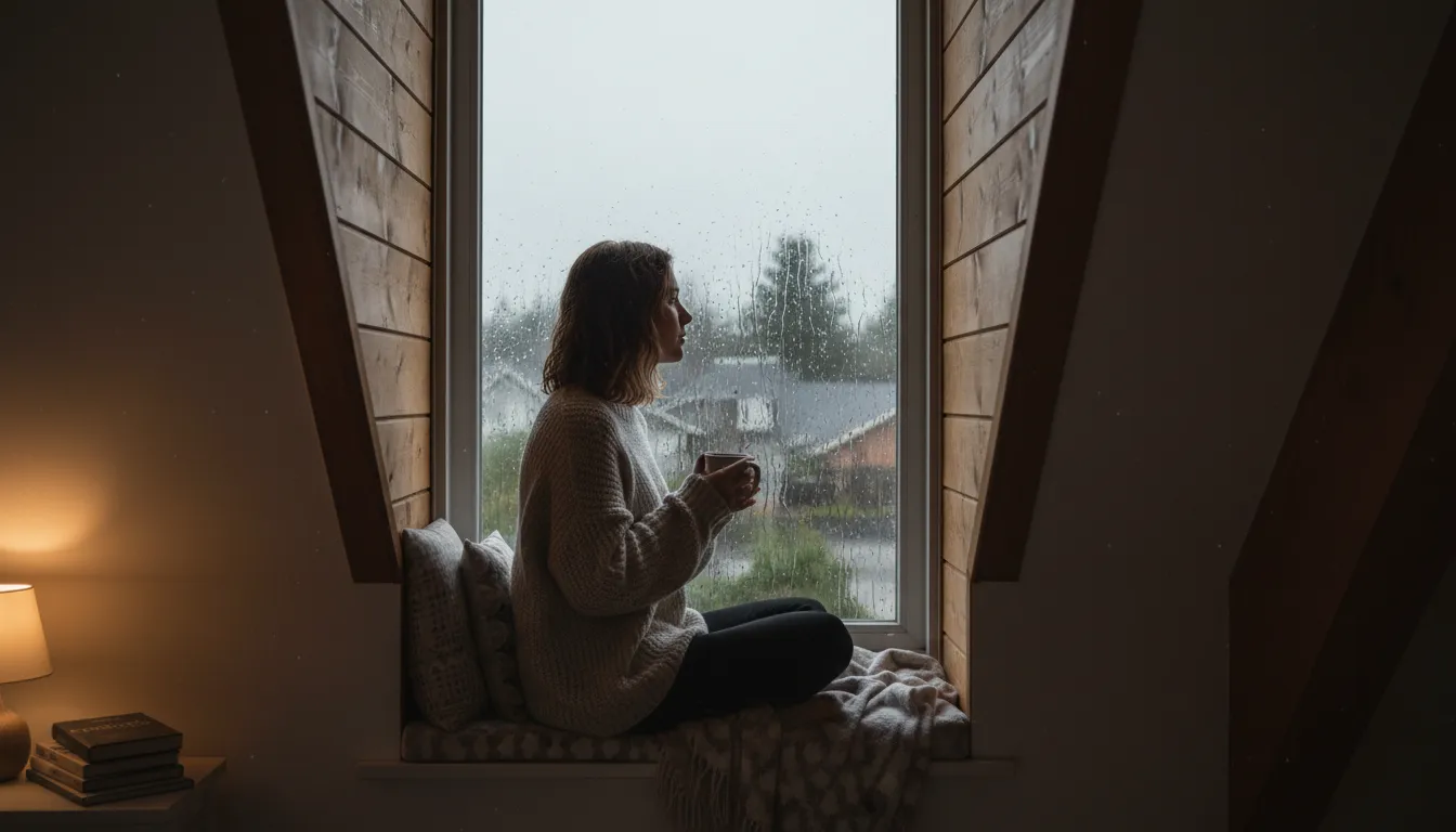 dormer 일러스트: A window set vertically in a sloping roof.
