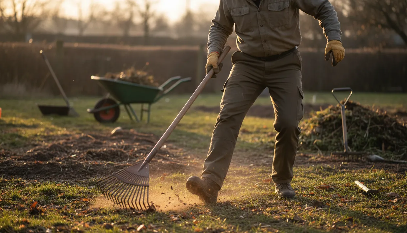 step on a rake 的插圖：To make a foolish mistake.