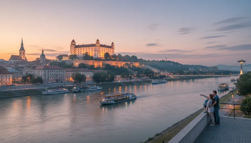 Illustration of bratislava: The capital city of Slovakia in Central Europe.