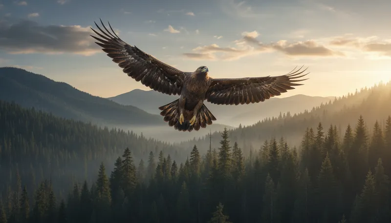 Illustration of flight: The act of traveling through the air.