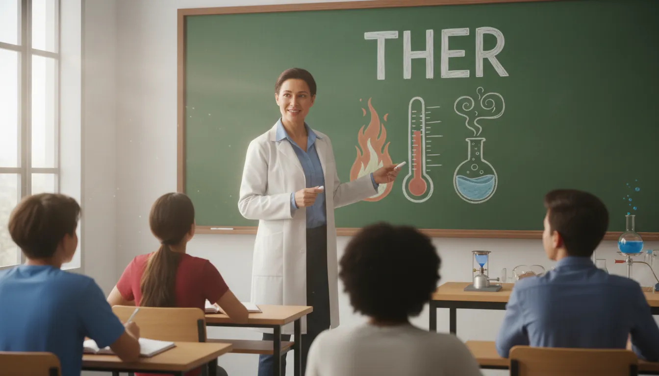 therのイラスト：A prefix related to heat or temperature.