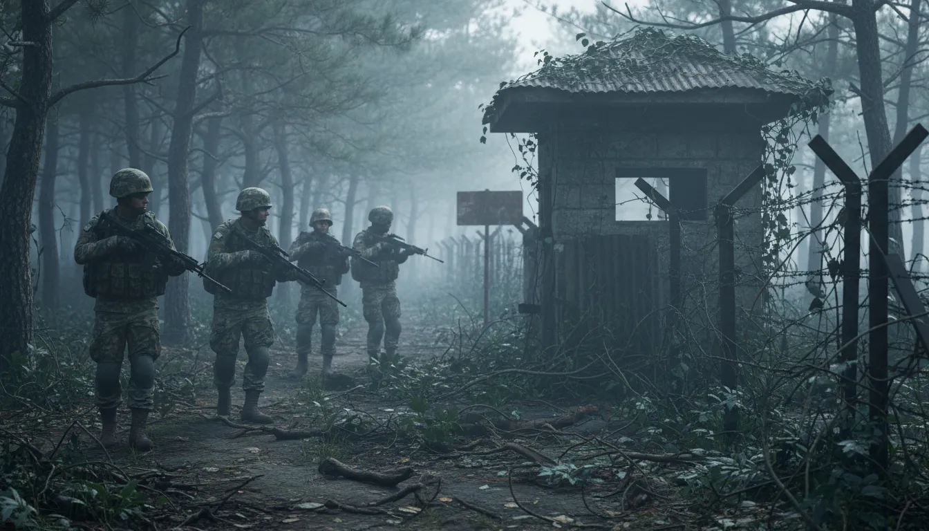 DMZ 일러스트: an area where military activity is not allowed