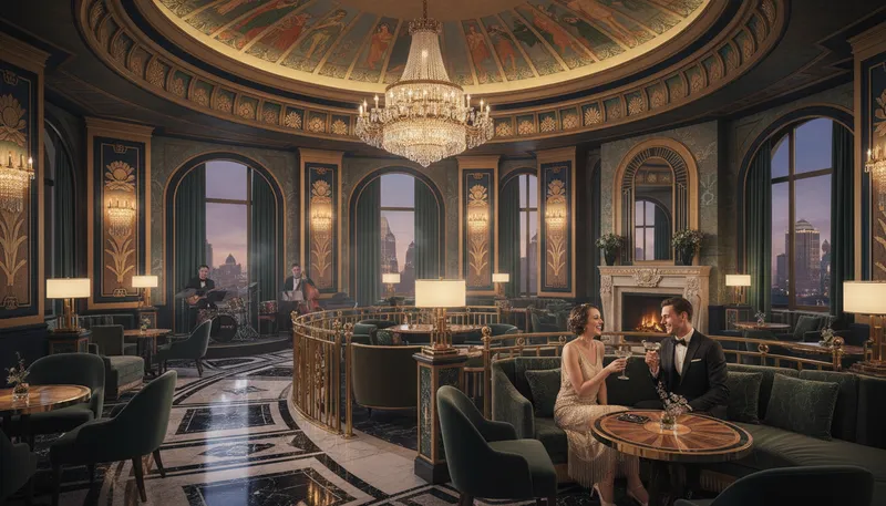 Illustration of deco: Short for 'decorative'; relating to design or style.