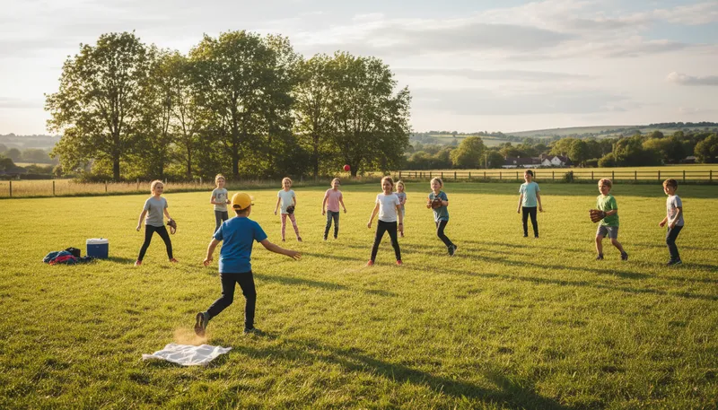 Illustration of rounders: A bat-and-ball game similar to baseball.