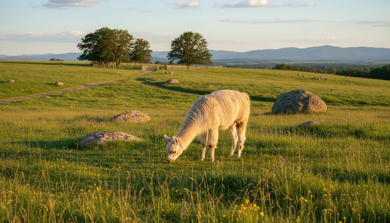 Illustration of llama: A domesticated South American animal.