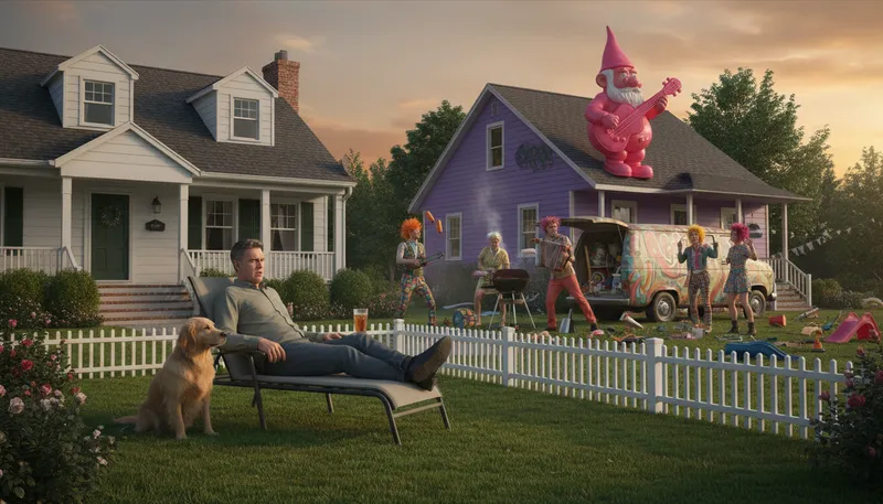 Illustration of there goes the neighbourhood: A change that may disrupt community harmony.