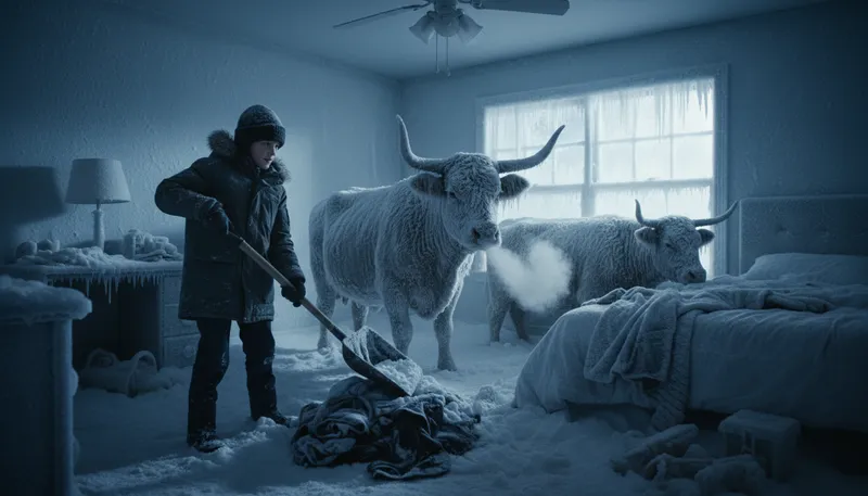 Illustration of until the cows freeze over: A very long, unlikely time.