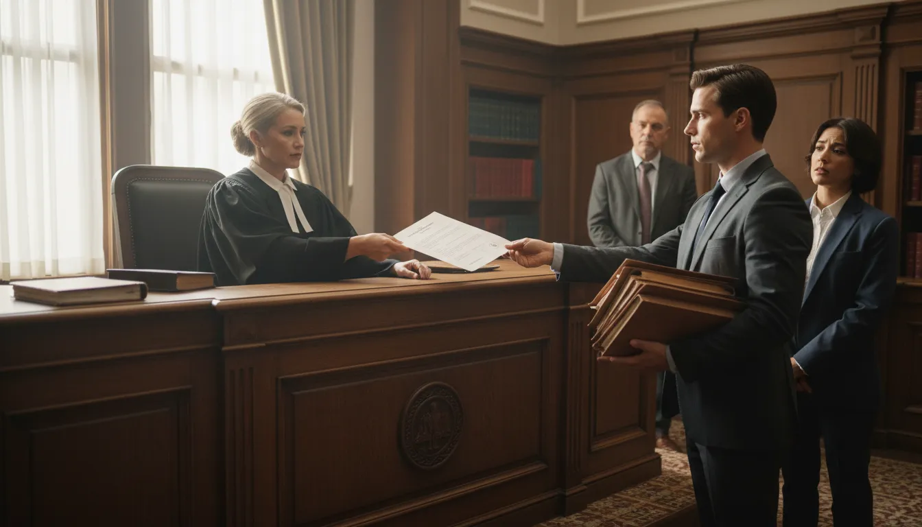 Illustration von duces tecum: an order to bring evidence to court