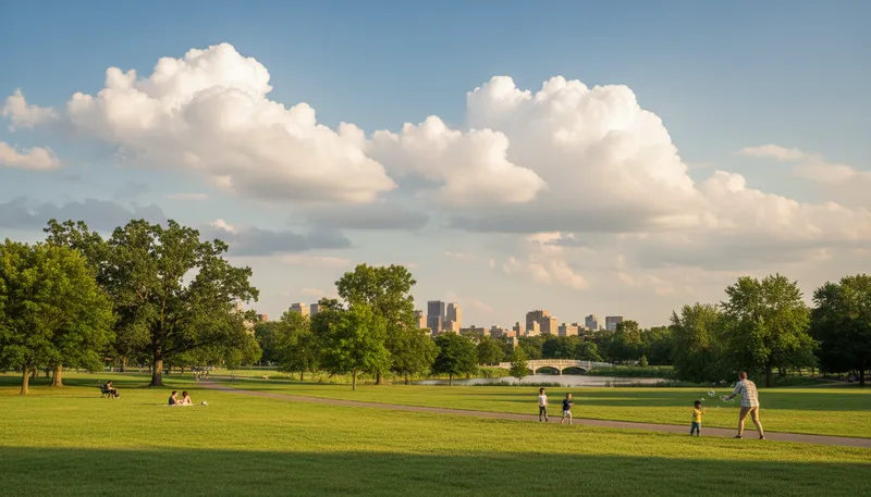 Illustration of cumulus: Fluffy white clouds in the sky.