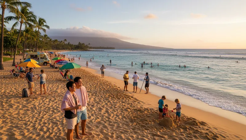 Illustration of maui: a beautiful island in Hawaii known for beaches.