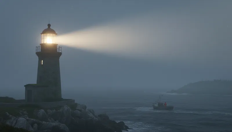 Illustration of beacon: Signal light used for guidance.