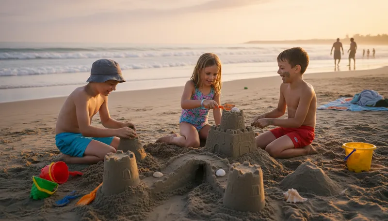 Illustration of day at the beach: A leisure day spent at the beach.