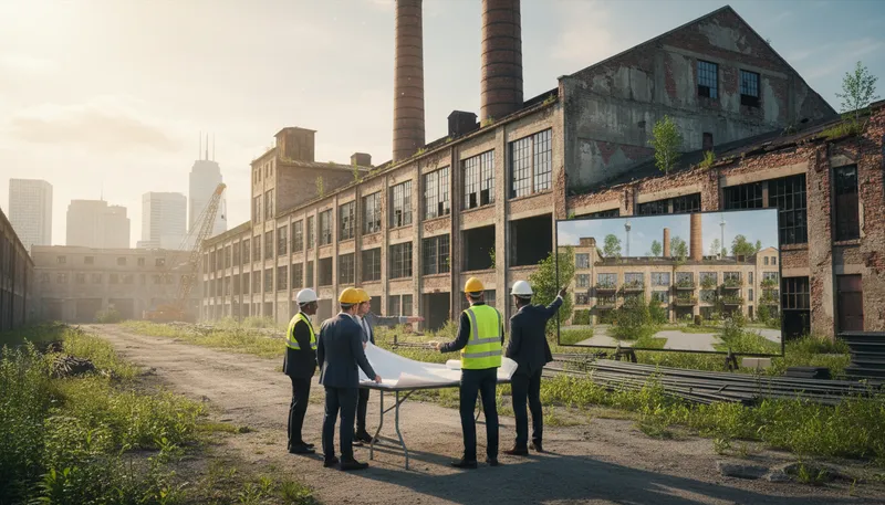 Illustration of redevelop: To improve or rebuild an area or project.