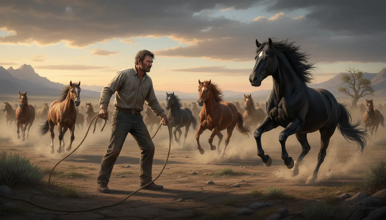 Illustration de wild horses : something that cannot be controlled or restrained