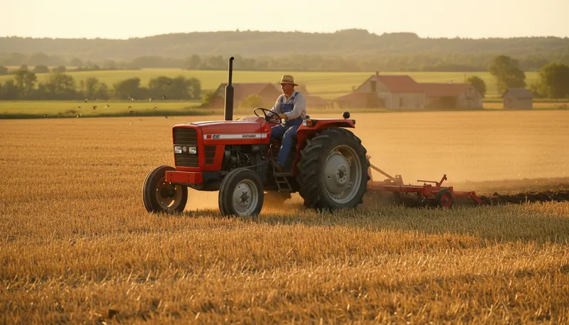 Illustration of tractor: Powerful vehicle used for farming tasks.