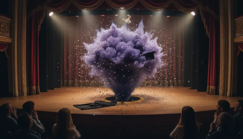 Illustration of poof: A sound associated with sudden disappearance.