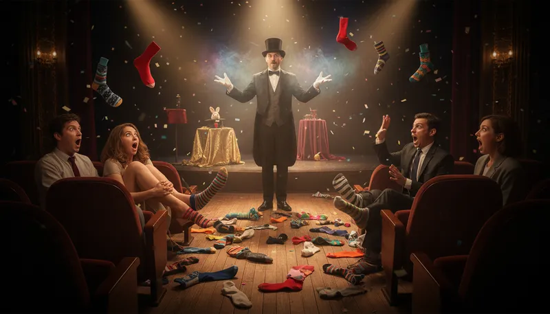 Illustration of knock someone's socks off: to surprise or impress greatly