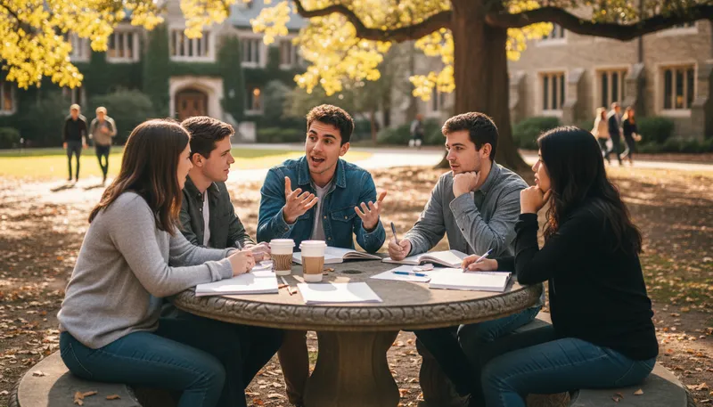 Illustration of dialectical: Related to discussions and logical reasoning.