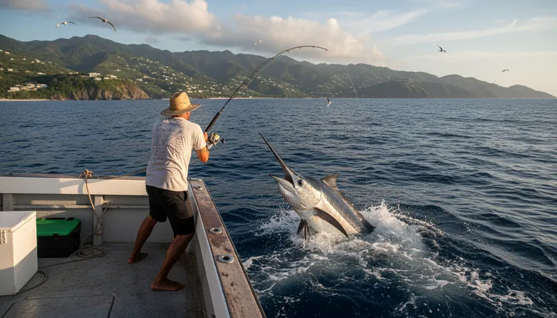 Illustration of marlin: A large fish known for its speed.