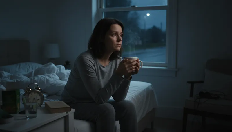 Illustration of insomnia: Difficulty falling or staying asleep.
