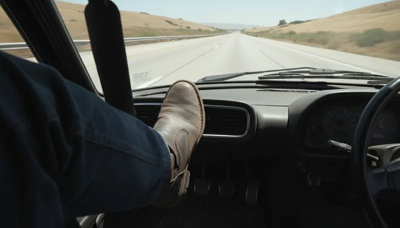 Illustration of put the pedal to the metal: To drive as fast as possible.