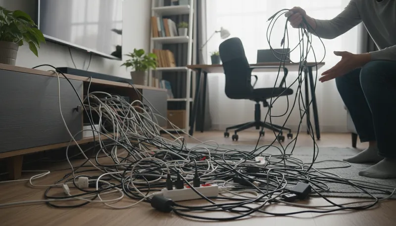 Illustration of entanglement: Being twisted together; a complicated situation.