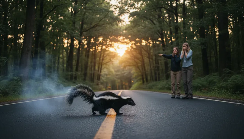 Illustration of skunk: A small mammal known for its strong odor.