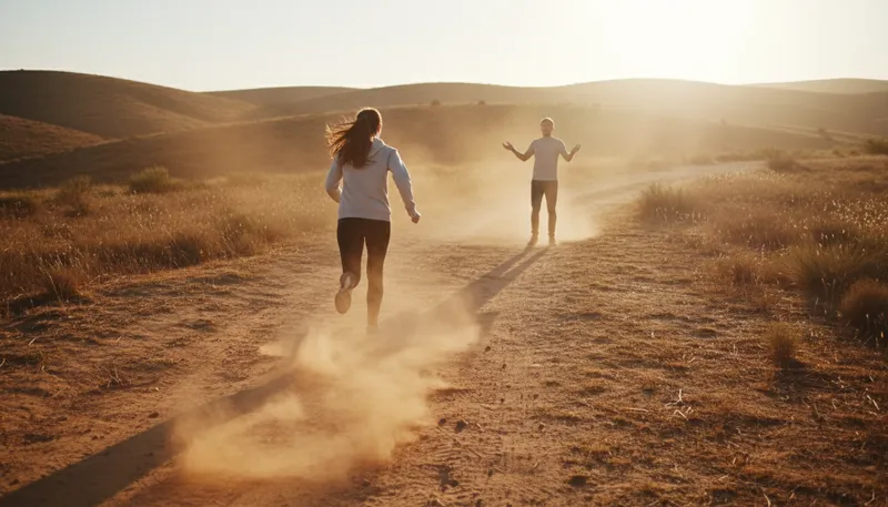Illustration of not see someone for dust: Leave very quickly; disappear fast.