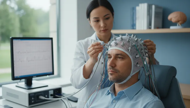 Illustration of eeg: A test measuring electrical brain activity.