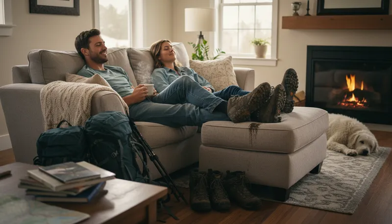 Illustration of hang a leg: to rest or relax