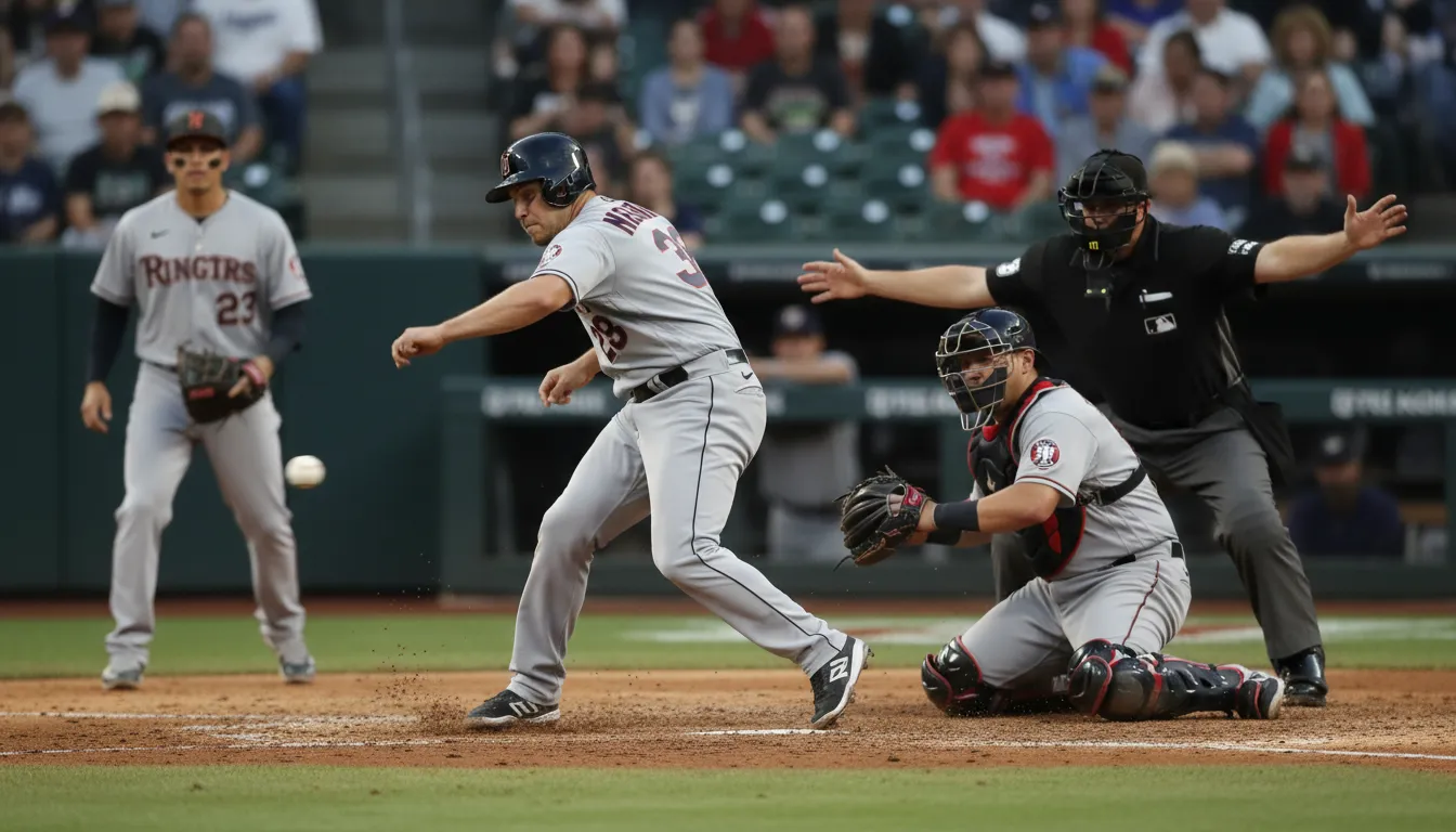 dust off a batter 的插圖：to throw a baseball very close to a hitter