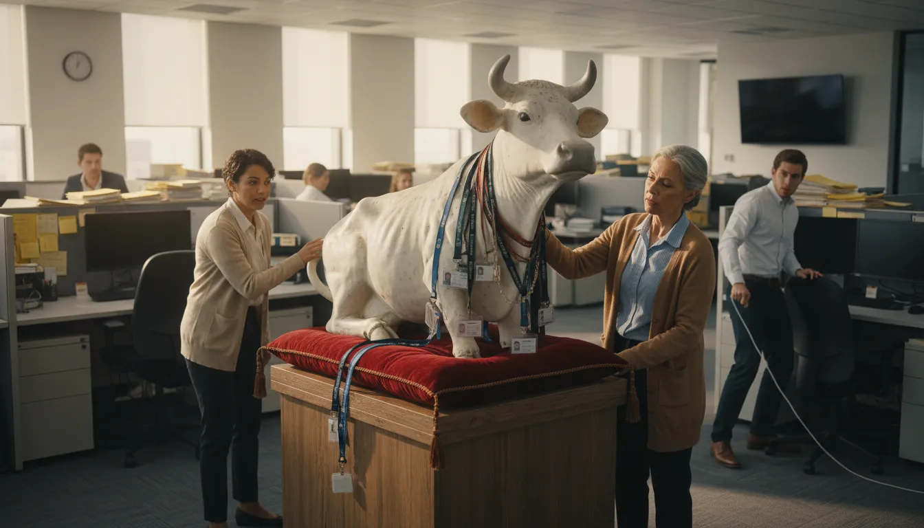 sacred cow 的插圖：something considered immune from criticism