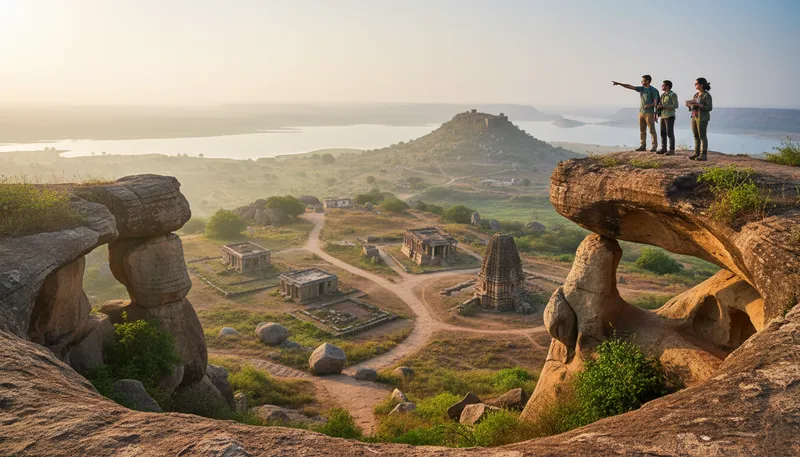 Illustration of deccan: A large plateau in southern India.