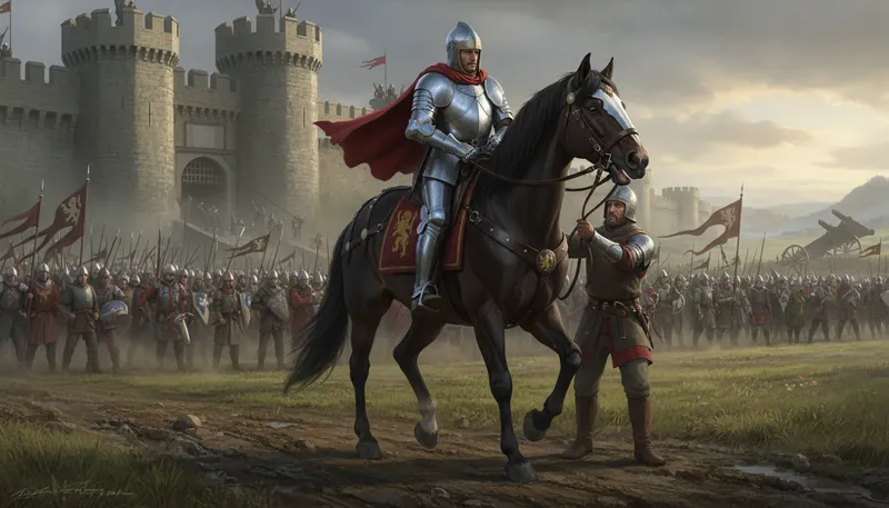 Illustration of steed: A horse, especially one used for riding.