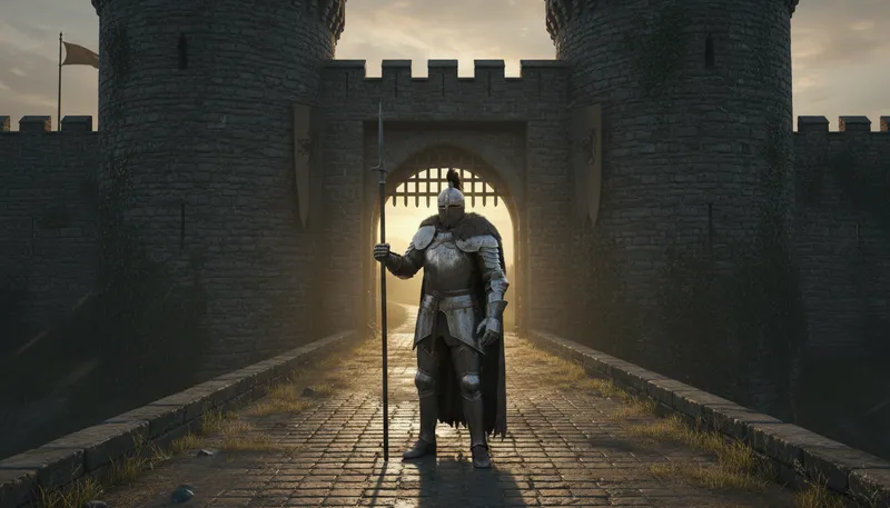 Illustration of sentinel: A guard or watchman keeping watch over something.